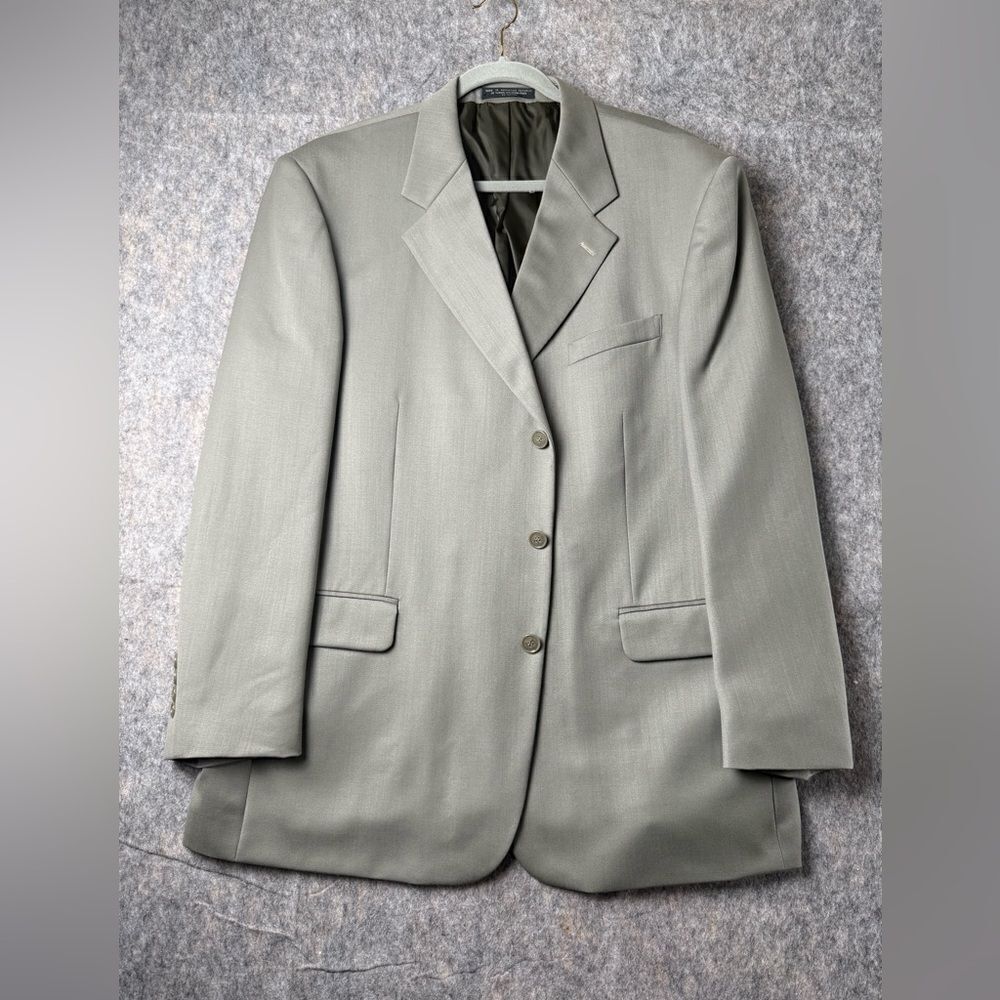 Jones New‎ York Blazer Jacket Men 46R Gray 98% Wool Long Sleeve Single Breasted